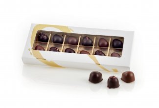 Kartonæske Guld Silverheart, 12 stk. Danske Marcipanæg, 120 g.