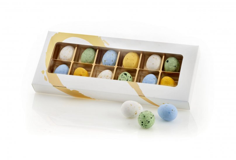 Kartonæske - Guld Silverheart - 130 gr. 12 stk. Belgisk Fugleæg