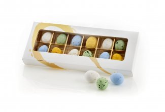 Kartonæske Guld Silverheart, 12 stk. Belgisk Fugleæg, 130 g.