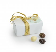 Ballotin - Hvid m/bast bånd, Luksusæg 250 g.