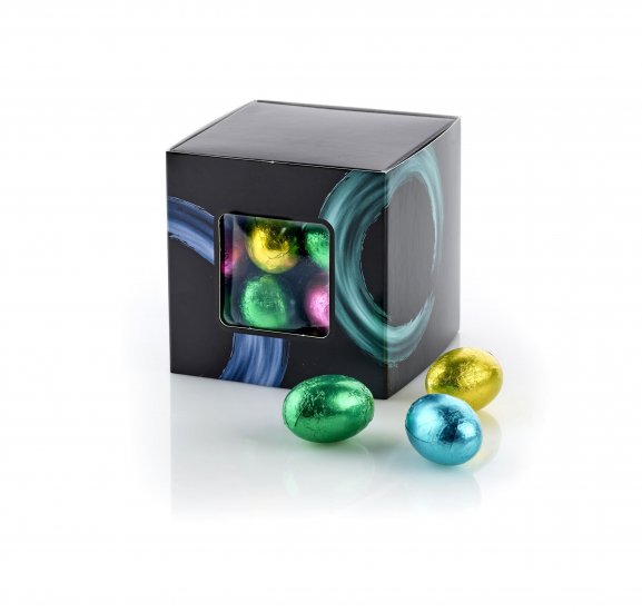 Star Box Sort/Blå Circles - 90 g. Pralinéæg