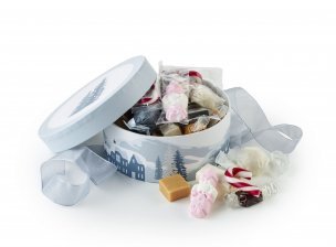 Rund Hatteæske Blue Winter, Julemix 300 g.