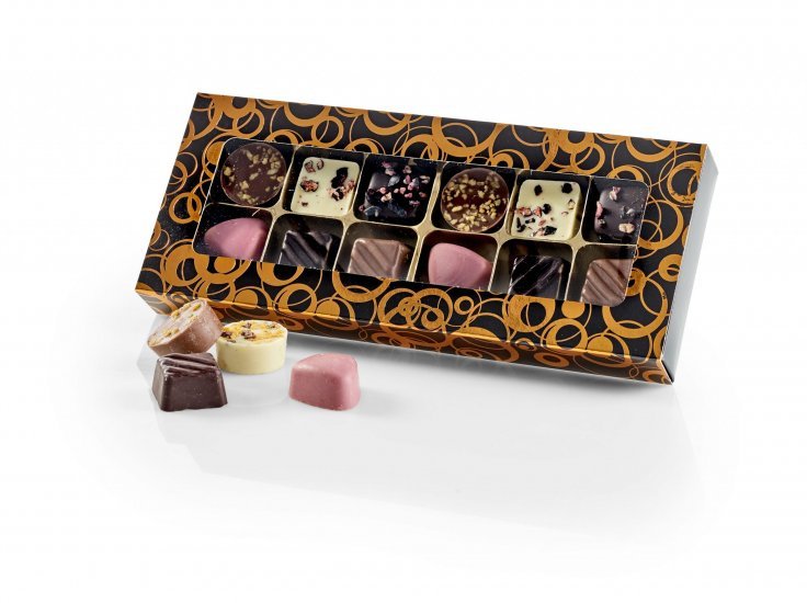 Kobber Cirkler rudeæske, 12 stk. Luksus chokolade, 120 g.