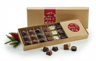 Juleæske Natur, 9 stk. Luksuschokolade & 9 stk. Marcipanhjerter 180 g.