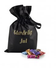 Sort stofpose m/tryk Glædelig Jul, Anthon Berg Mix, 1500 g.