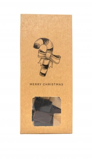 Natur hanger m. Julestok, Mixede Fudge, 70 g.