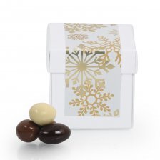 Hvid Surprise-box m/ julelabel, Bl. Nødder og mandler, 80 g.
