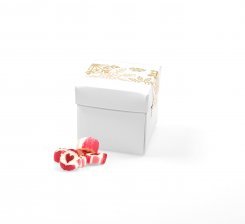Hvid Surprise-box m/ julelabel, Hjerte Rox, 80 g.