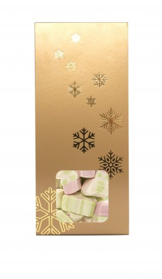 Guld m. Snefnug hanger, Juleskum, 50 g.